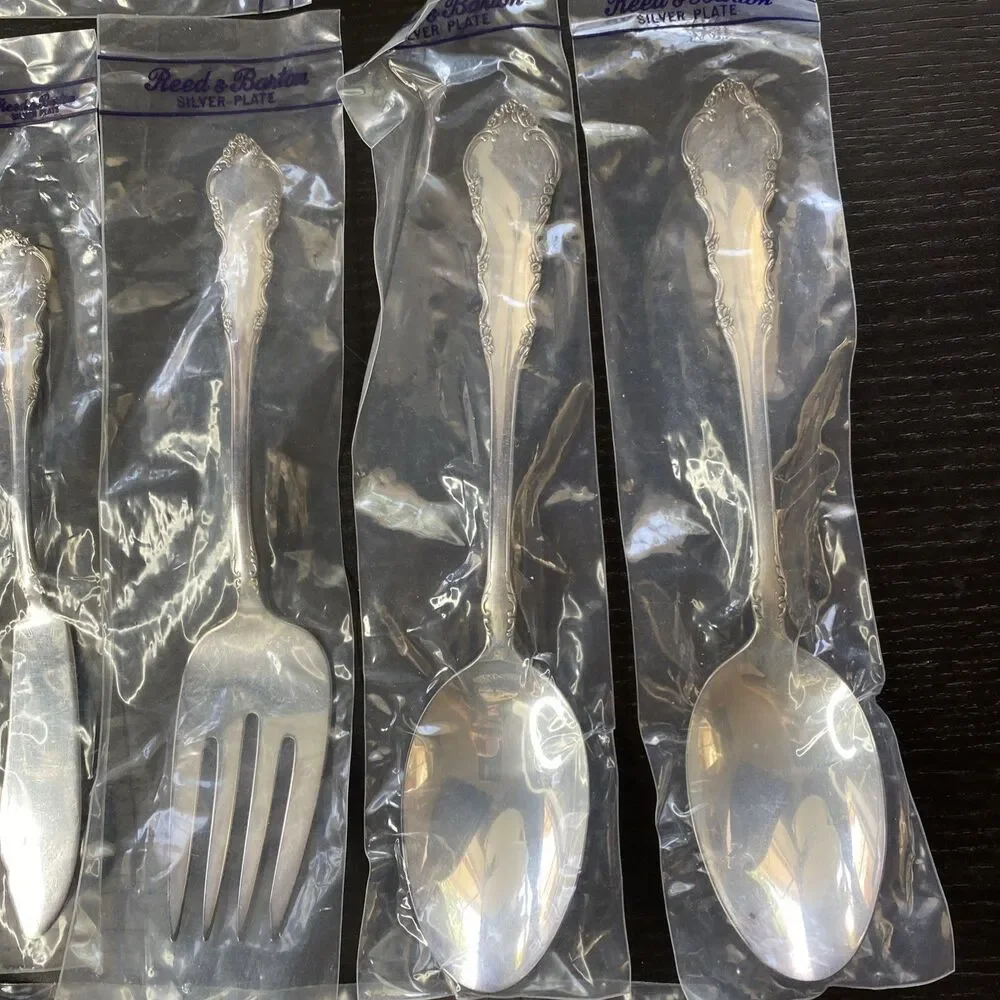 Vintage Reed Barton Dresden Rose Silverware Serving Utensils UNUSED 8 Pieces